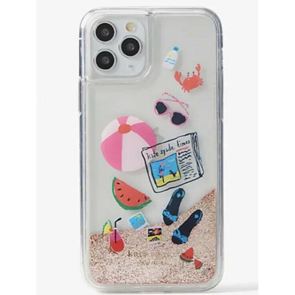 Kate Spade iPhone Case 11 Pro Max Pool Party Liquid Glitter Beach NIB - Picture 2 of 4